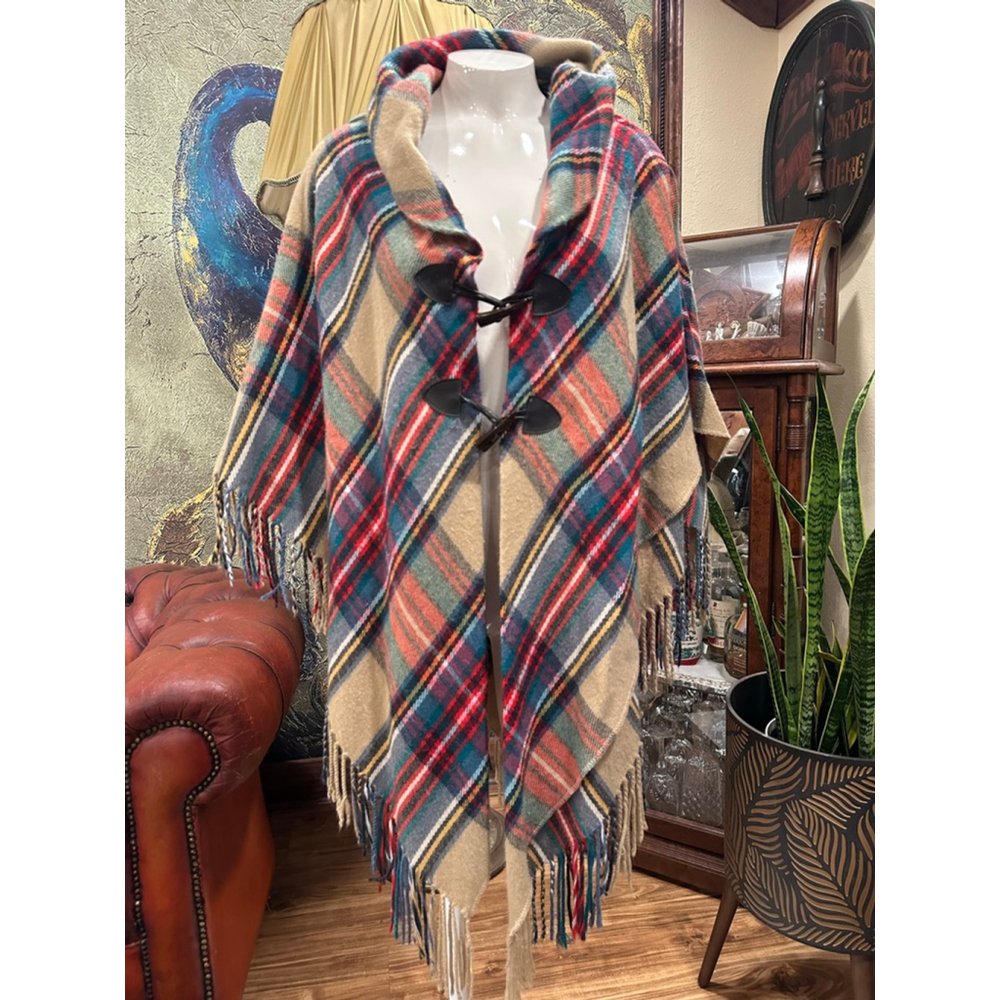 Cato Boho Plaid Poncho Cape One Size - Picture 4 of 10